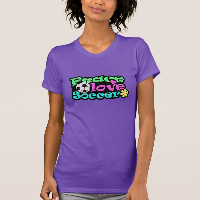 Peace, Love, Soccer; Retro T-Shirt (Front)