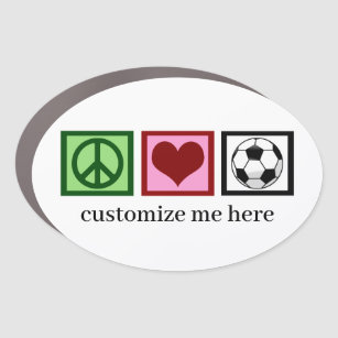Peace Love Soccer Team Custom Futbol Player Car Magnet