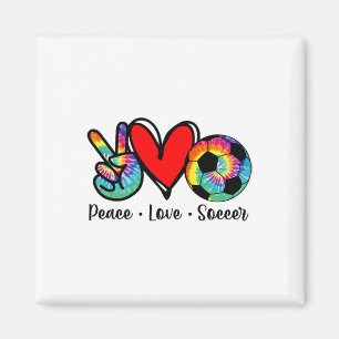 Peace Love Soccer Tie Dye Design Women Teen Girls Magnet