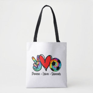 Peace Love Soccer Tie Dye Design Women Teen Girls Tote Bag