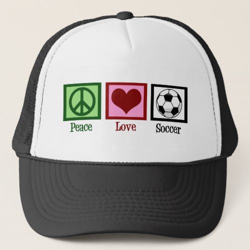 Peace Love Soccer Trucker Hat