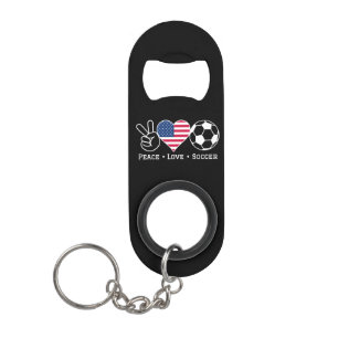 Peace Love Soccer USA Keychain Bottle Opener