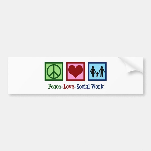 Peace Love Social Work Bumper Sticker (Front)