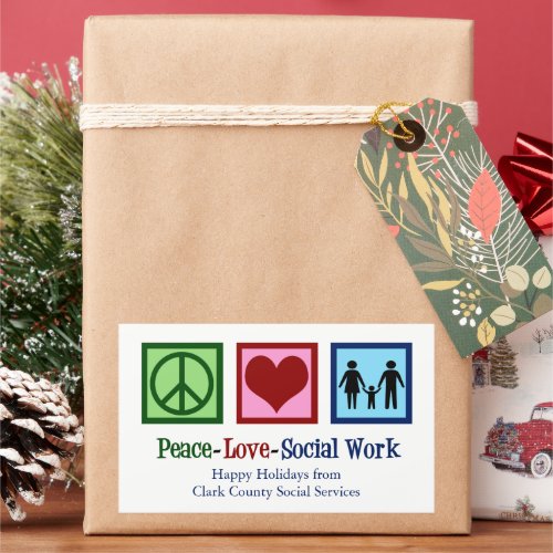 Peace Love Social Work Custom Holiday Rectangular Sticker