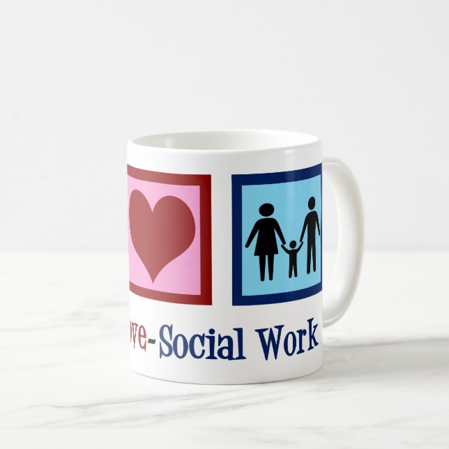 Peace Love Social Work Cute Social Worker Coffee Mug (Front Right)