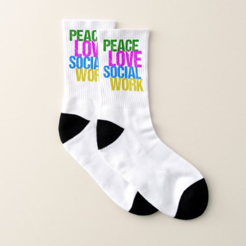 Peace Love Social Work Cute Social Worker Socks