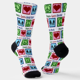 Peace Love Social Work Cute Social Worker Socks