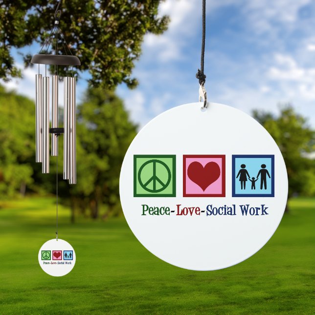 Peace Love Social Work Gift Wind Chime (Outdoor)