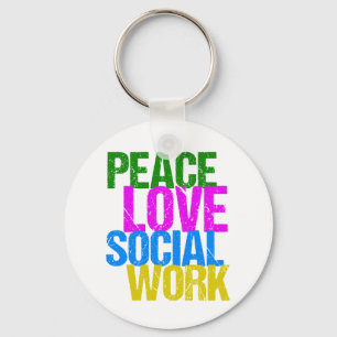 Peace Love Social Work Keychain