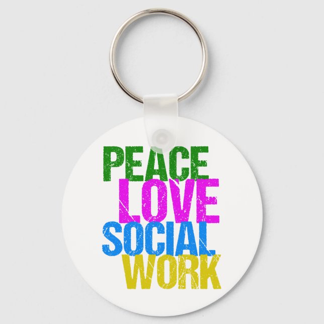 Peace Love Social Work Keychain (Front)