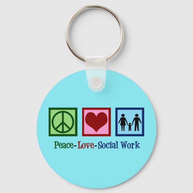 Peace Love Social Work Keychain (Front)