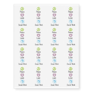 Peace Love Social Work social worker Temporary Tattoos