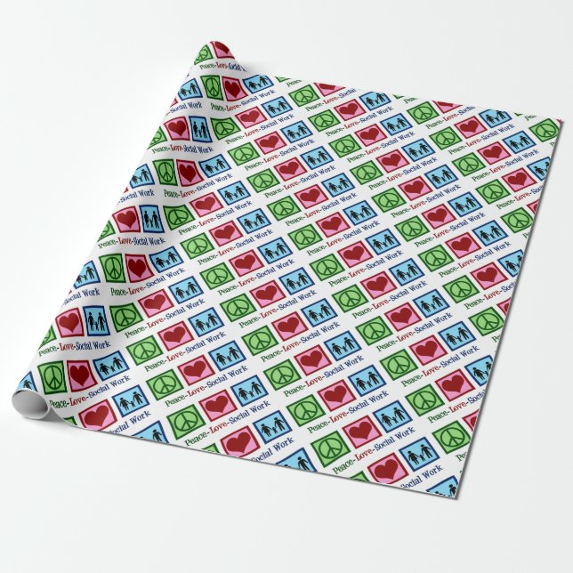 Peace Love Social Work Wrapping Paper (Unrolled)