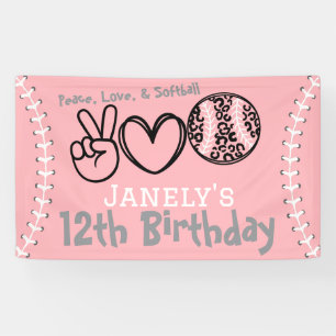 Peace Love Softball Birthday Banner
