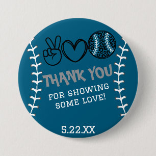 Peace Love Softball Birthday Button