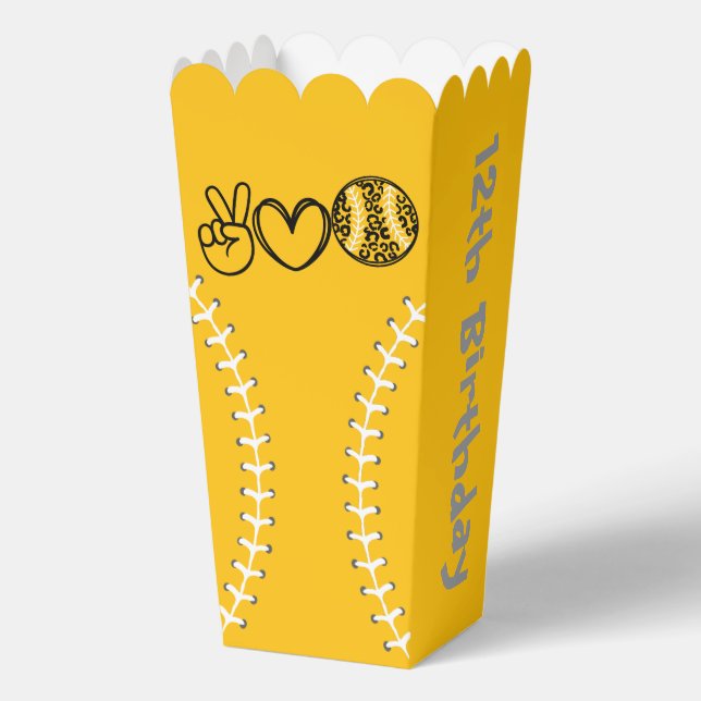 Peace Love Softball Birthday Favor Boxes (Back)