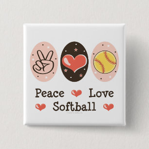 Peace Love Softball Button