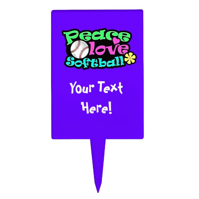 Peace, Love, Softball Cake Topper (Front)
