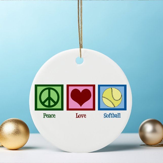 Peace Love Softball Ceramic Ornament (Creator Uploaded)