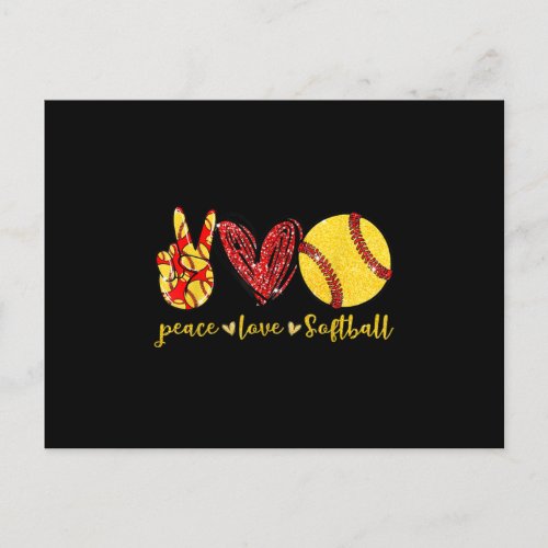 Peace Love Softball Cute Softball Lovers Announcement Postcard