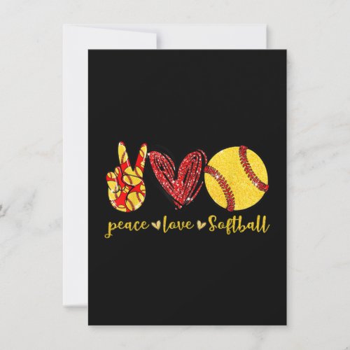 Peace Love Softball Cute Softball Lovers Invitation