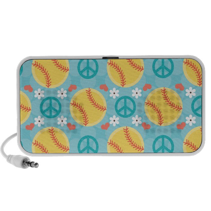 Peace Love Softball Doodle Speakers