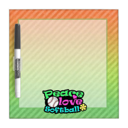 Peace, Love, Softball Dry-Erase Board