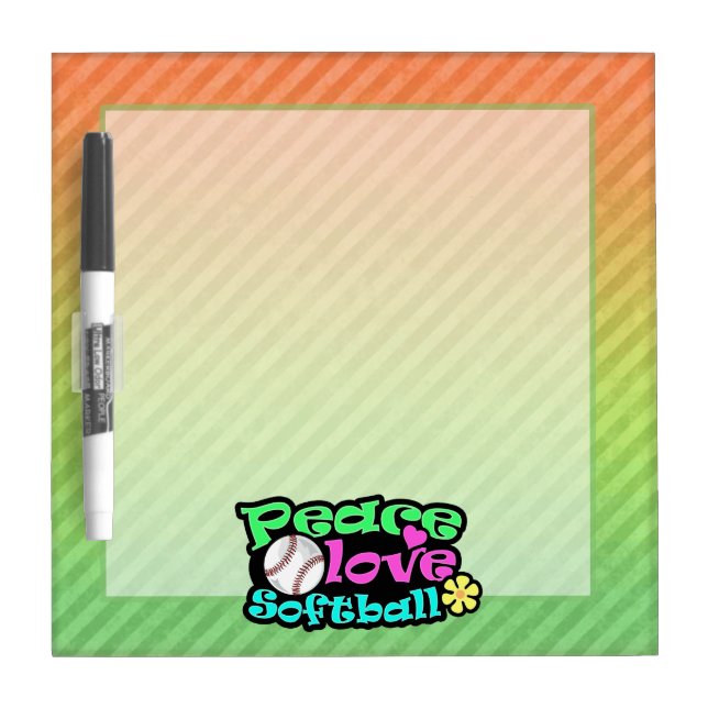 Peace, Love, Softball Dry-Erase Board (Front)
