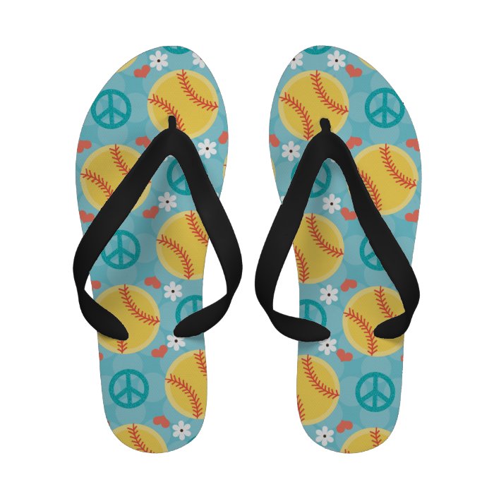 Peace Love Softball Flip Flops