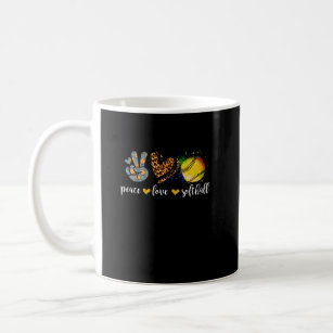 Peace Love Softball For Teen Girls Cute Leopard So Coffee Mug