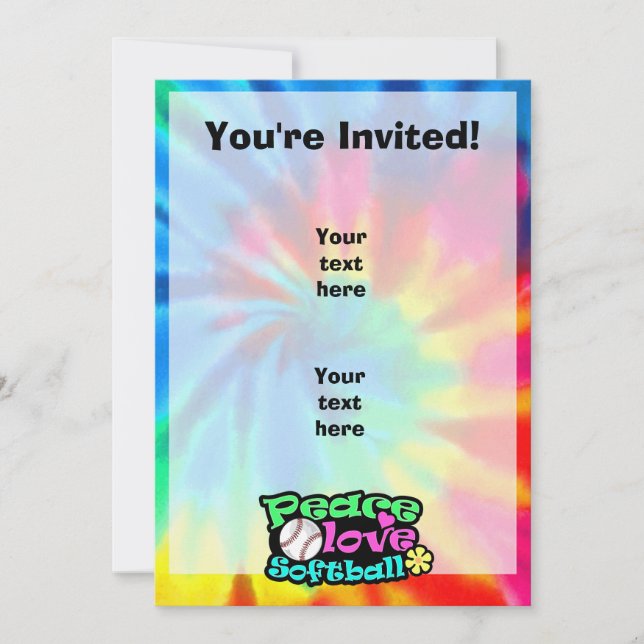 Peace, Love, Softball Invitation (Front)