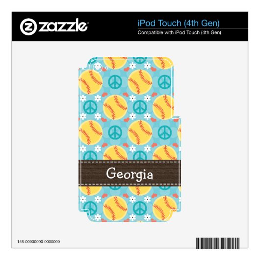 Peace Love Softball iPod Touch Skin 4th Gen 4g (Product)