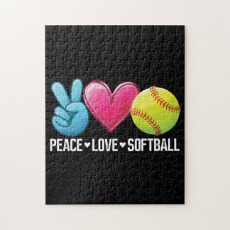 Peace Love Softball Jigsaw Puzzle