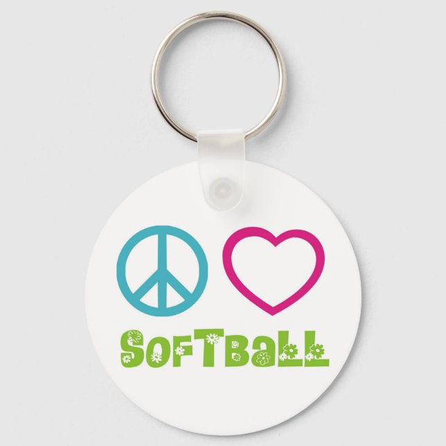 Peace Love Softball Keychain (Front)