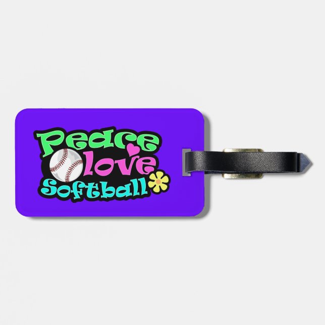 Peace, Love, Softball Luggage Tag (Back Horizontal)