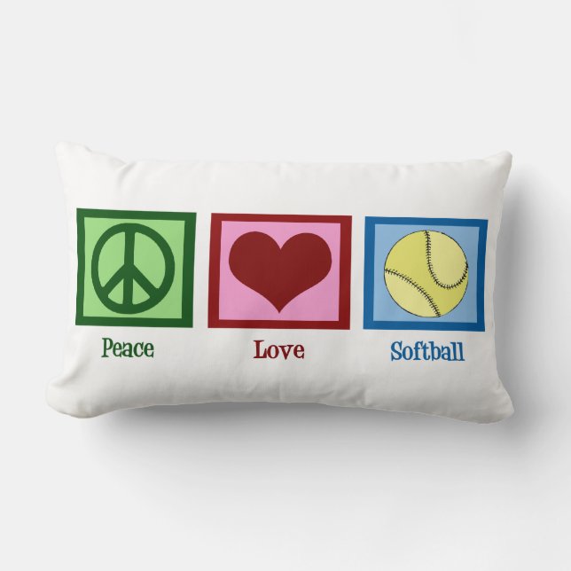 Peace Love Softball Lumbar Pillow (Front)