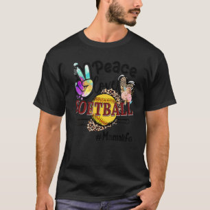 Peace Love Softball Mama Life Mom Grandma Leopard T-Shirt