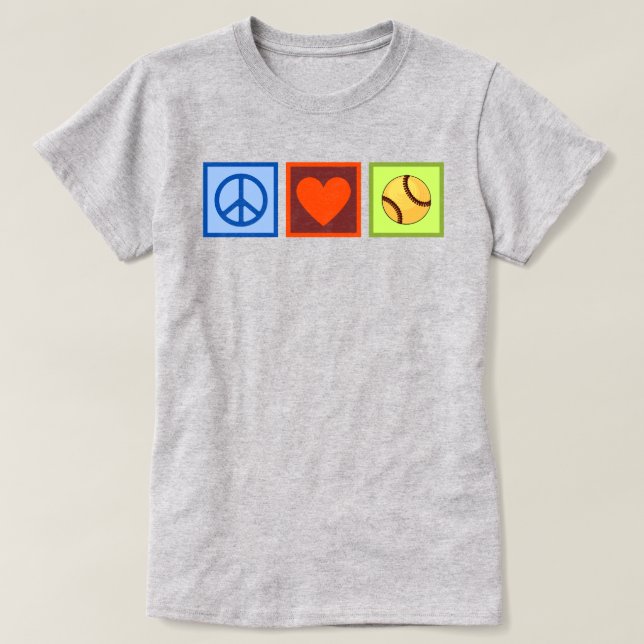 Peace Love Softball Mom Dad Grandma Christmas T-Shirt (Design Front)
