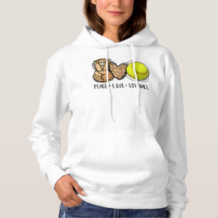 Peace Love Softball Mom Leopard Print Mother's Day Hoodie