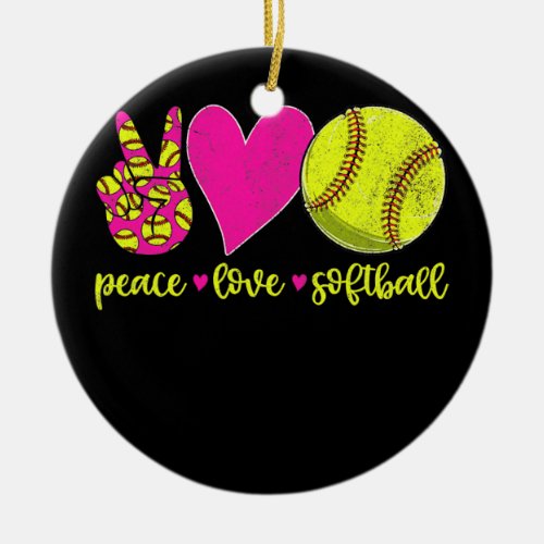 Peace Love Softball Mom Men Women Kids  Ceramic Ornament