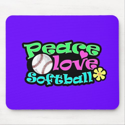 Peace Love Softball Mouse Pad