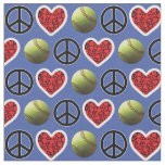 Peace, Love, Softball on Blue Design Fabric