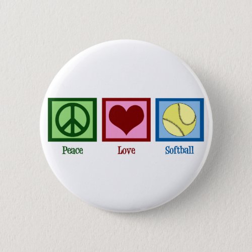 Peace Love Softball Pinback Button