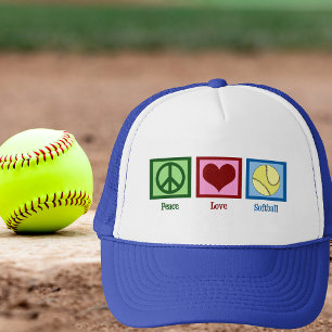 Peace Love Softball Player Trucker Hat