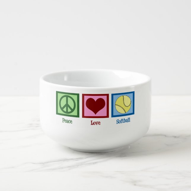 Peace Love Softball Soup Mug (Front)