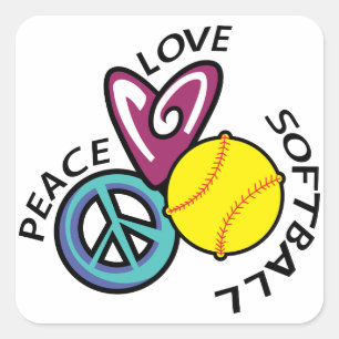 Peace Love Softball Square Sticker