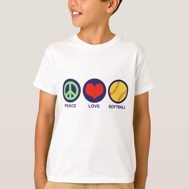 Peace Love Softball T-Shirt (Front)