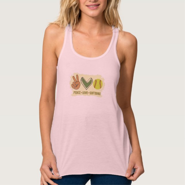 Peace Love Softball Tank Top (Front)