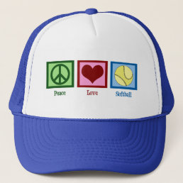 Peace Love Softball Trucker Hat