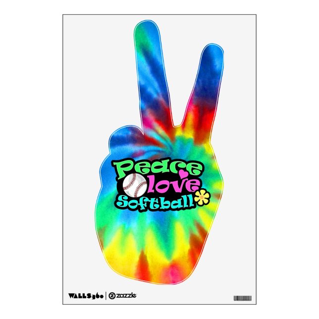 Peace, Love, Softball Wall Sticker (Front)